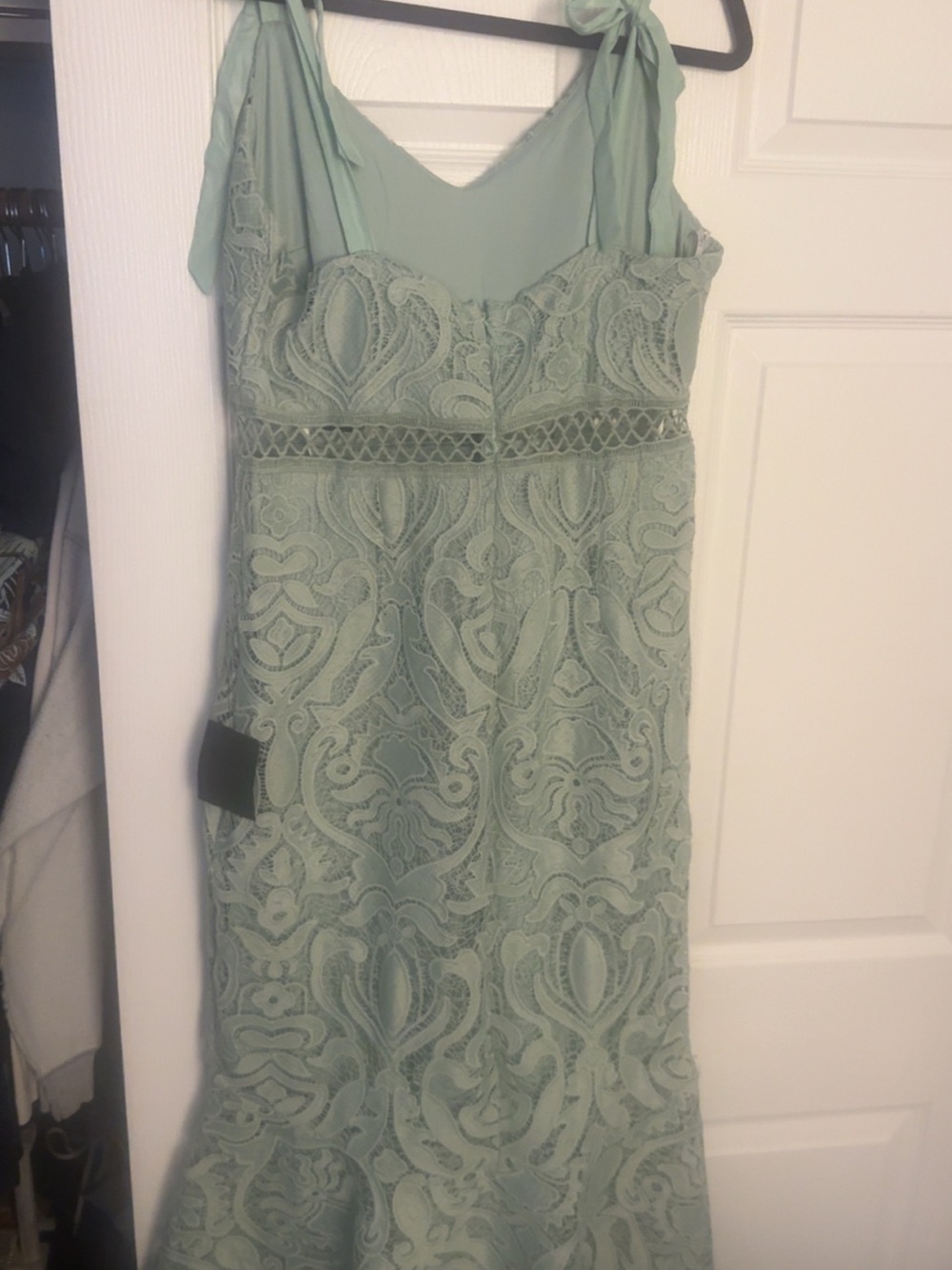 Lulu's Sage Green Lace High Low Midi Dress - Picture 5 of 7
